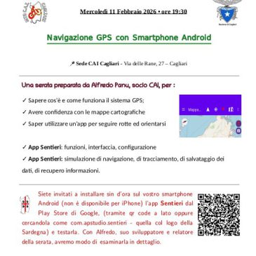 Serata cicloescursionistica formativa – minicorso di navigazione GPS (con Alfredo Panu)